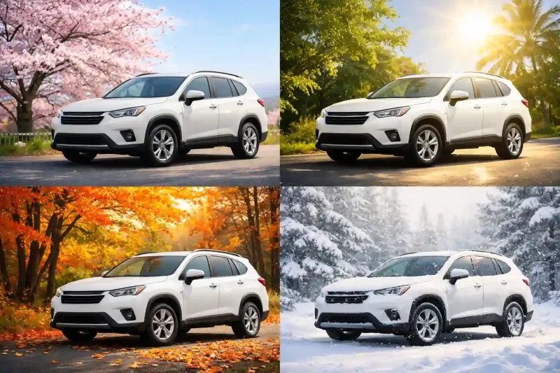 春夏秋冬別の洗車頻度解説イメージ図